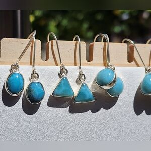 Larimar sterling silver drop earrings